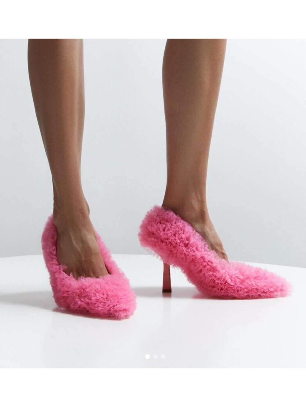 Selezza London Pink Ruffled Tulle Heels, Size 39